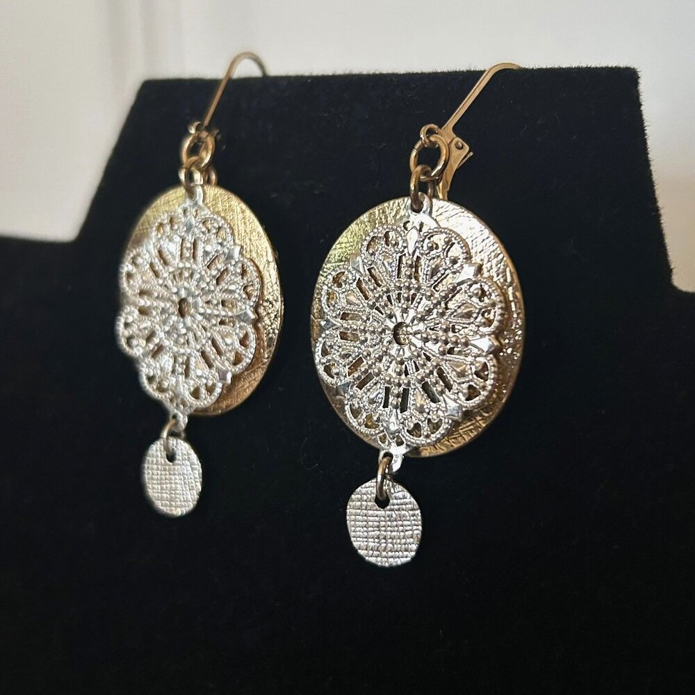 Vintage Dual Layer Lacey Disc Earring